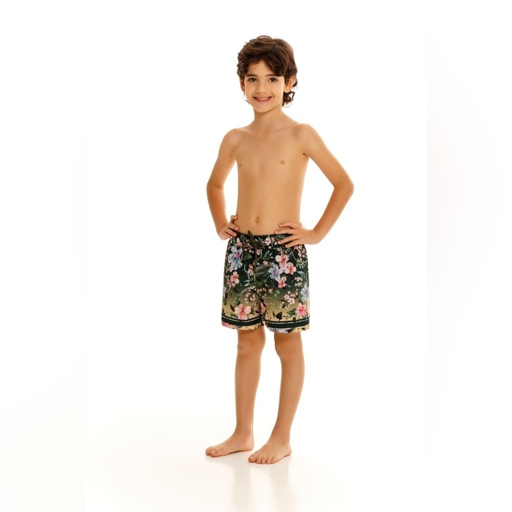 NWT Agua Bendita Nick Sally Swim Trunks Floral Ombre Boys Size 2